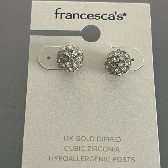 Francesca's Collections Jewelry - Francesca's Collections Silver Cubic Zirconia Stud Earrings crystal ball